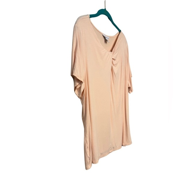 Liz Claiborne Peach Short Sleeve Shirt with Neckline Tie Knot Size 1X - Picture 3 of 10